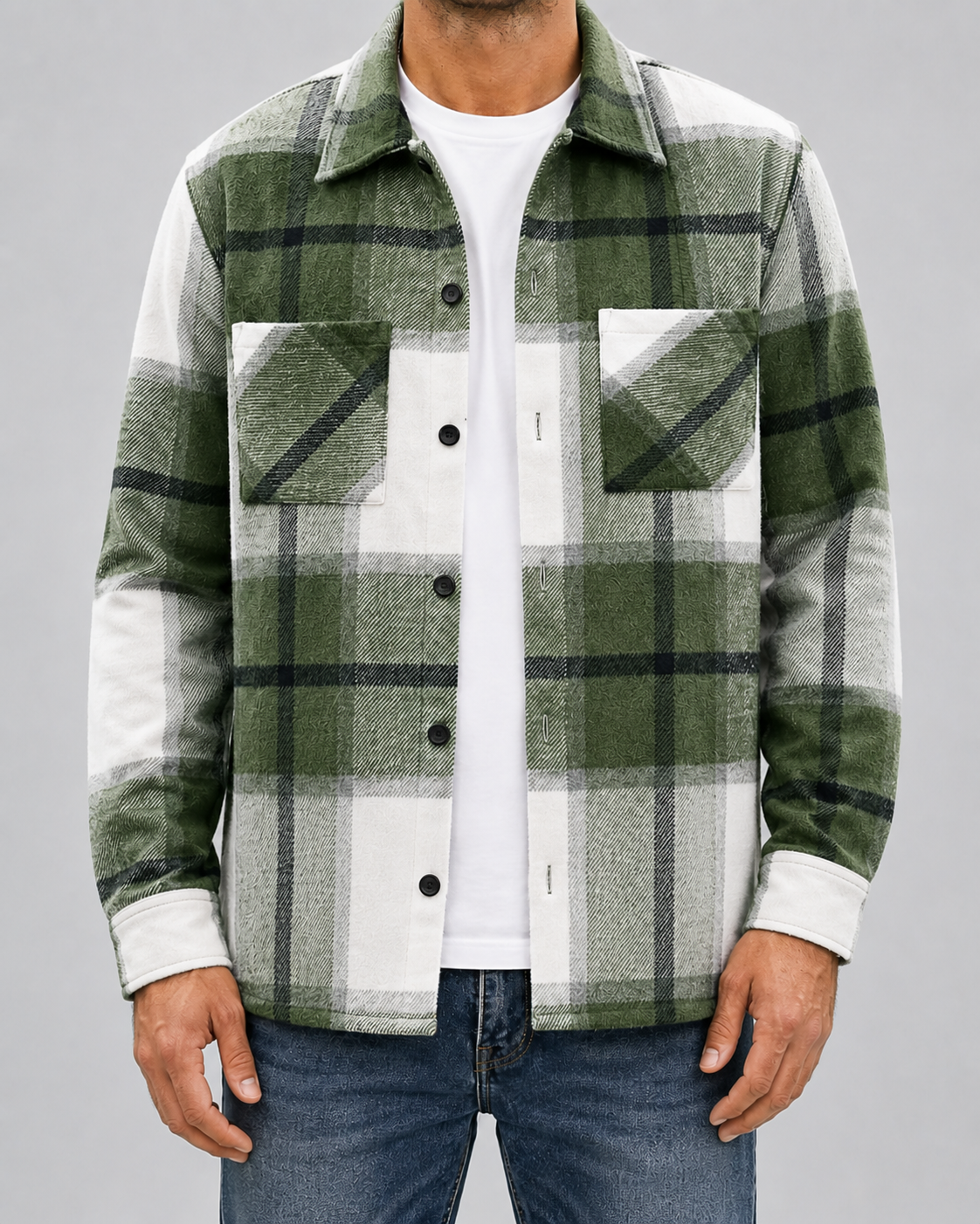 Men's Flannel Shirt Jacket - Brushed Check