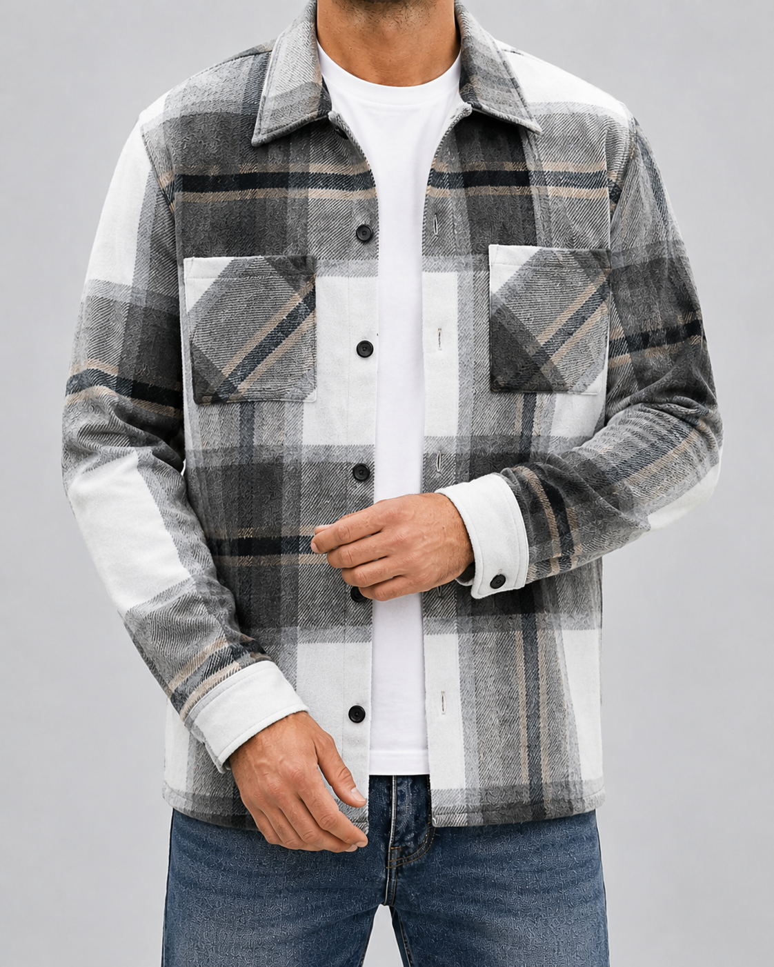 Men's Flannel Shirt Jacket - Brushed Check