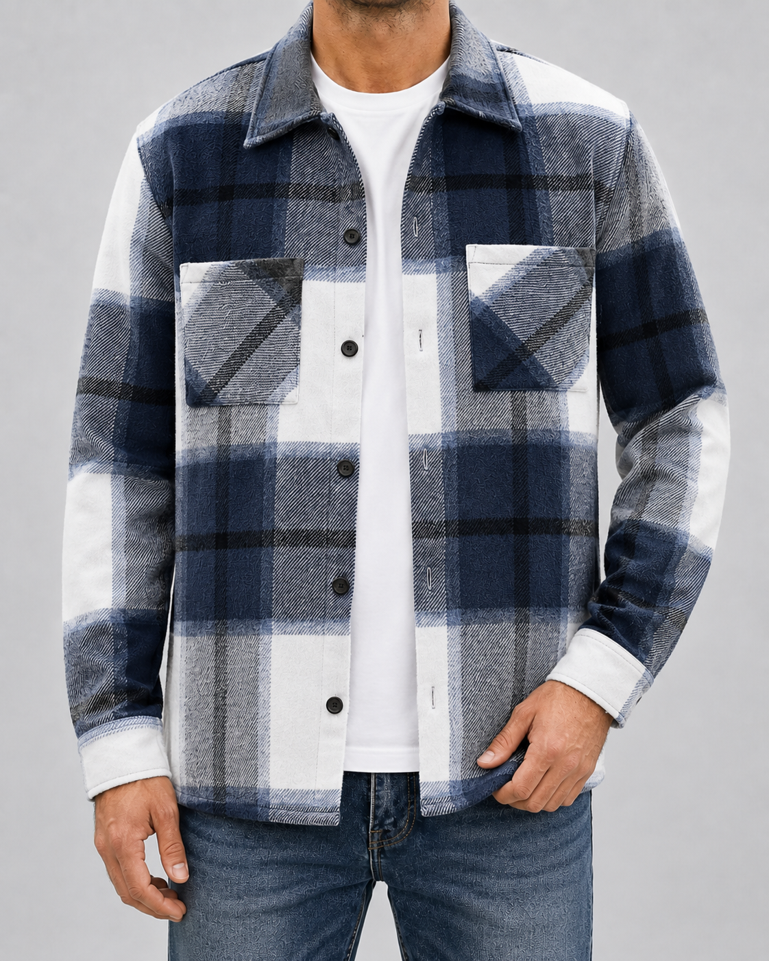 Men's Flannel Shirt Jacket - Brushed Check