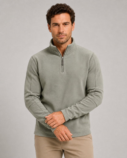 Men's Fleece Quarter Zip Pullover - Brushed Fleece Stand Collar