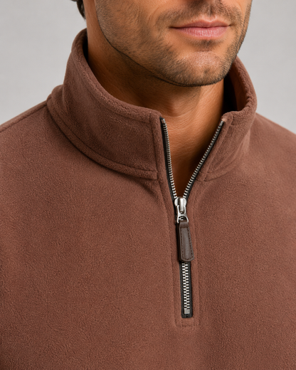 Men's Fleece Quarter Zip Pullover - Brushed Fleece Stand Collar