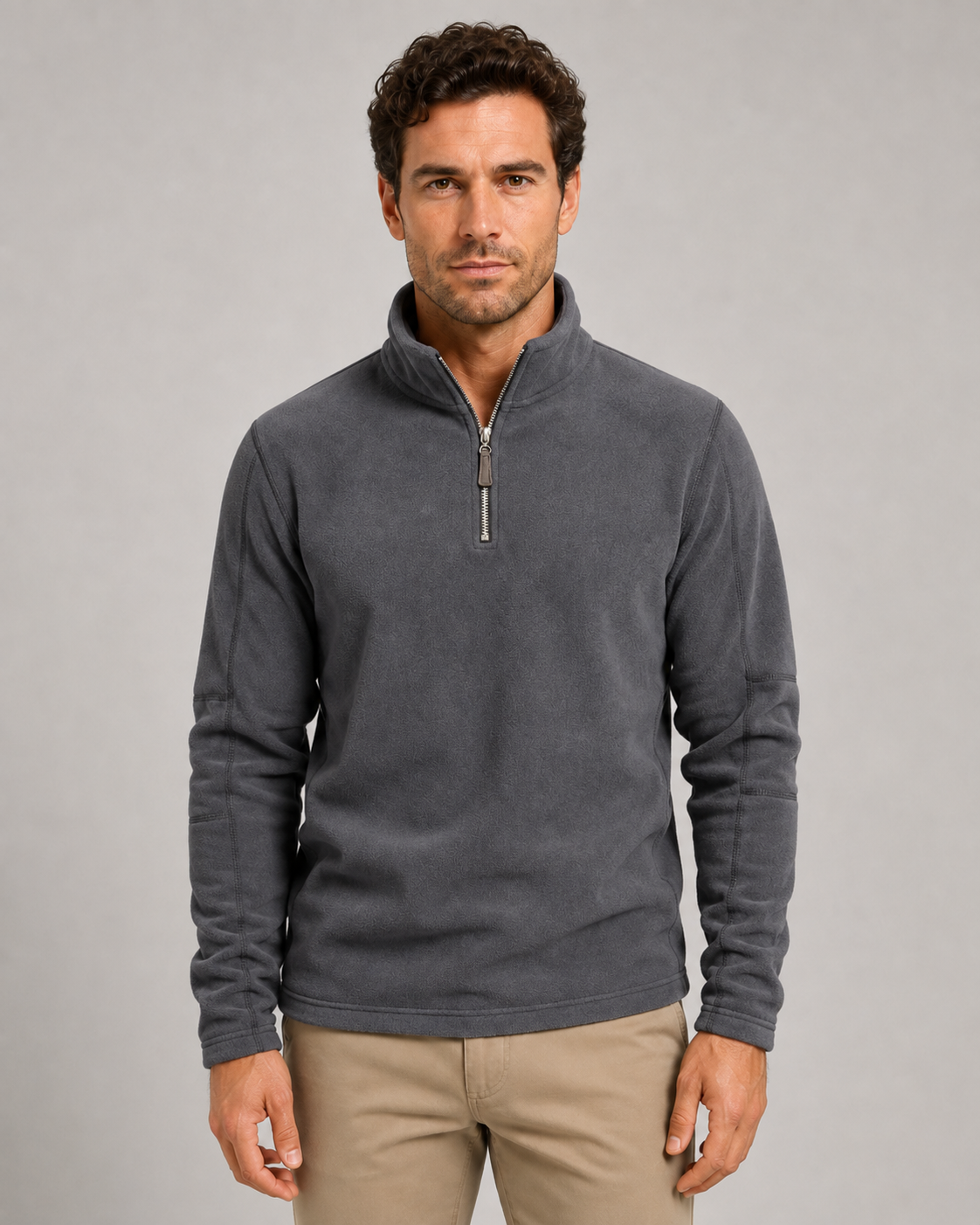 Men's Fleece Quarter Zip Pullover - Brushed Fleece Stand Collar
