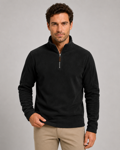 Men's Fleece Quarter Zip Pullover - Brushed Fleece Stand Collar
