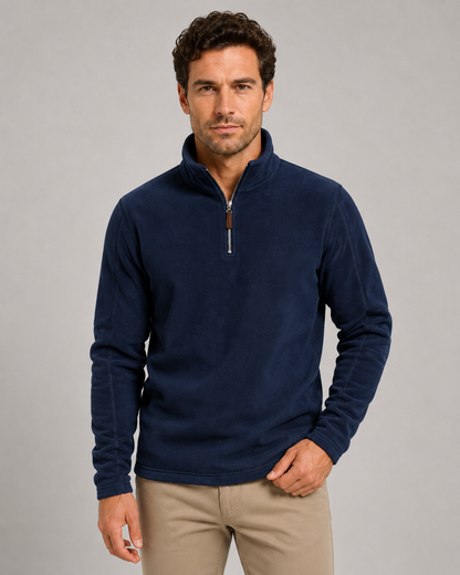 Men's Fleece Quarter Zip Pullover - Brushed Fleece Stand Collar
