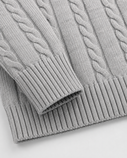 Men's Cable Knit Sweater - Crew Neck Knit Pullover