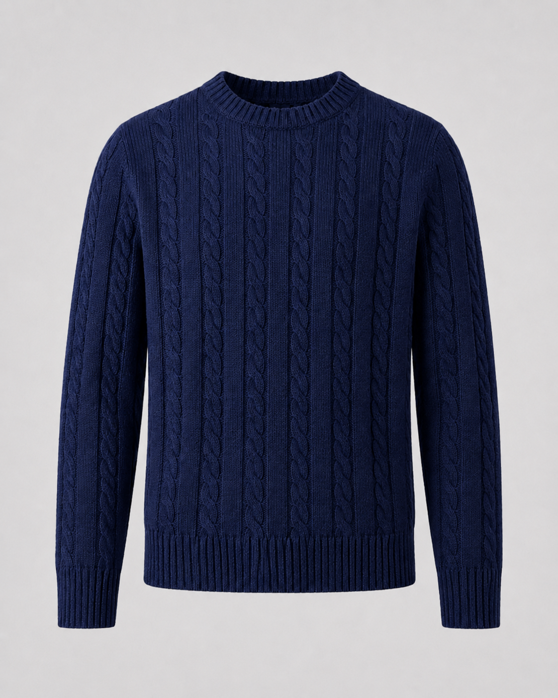 Men's Cable Knit Sweater - Crew Neck Knit Pullover