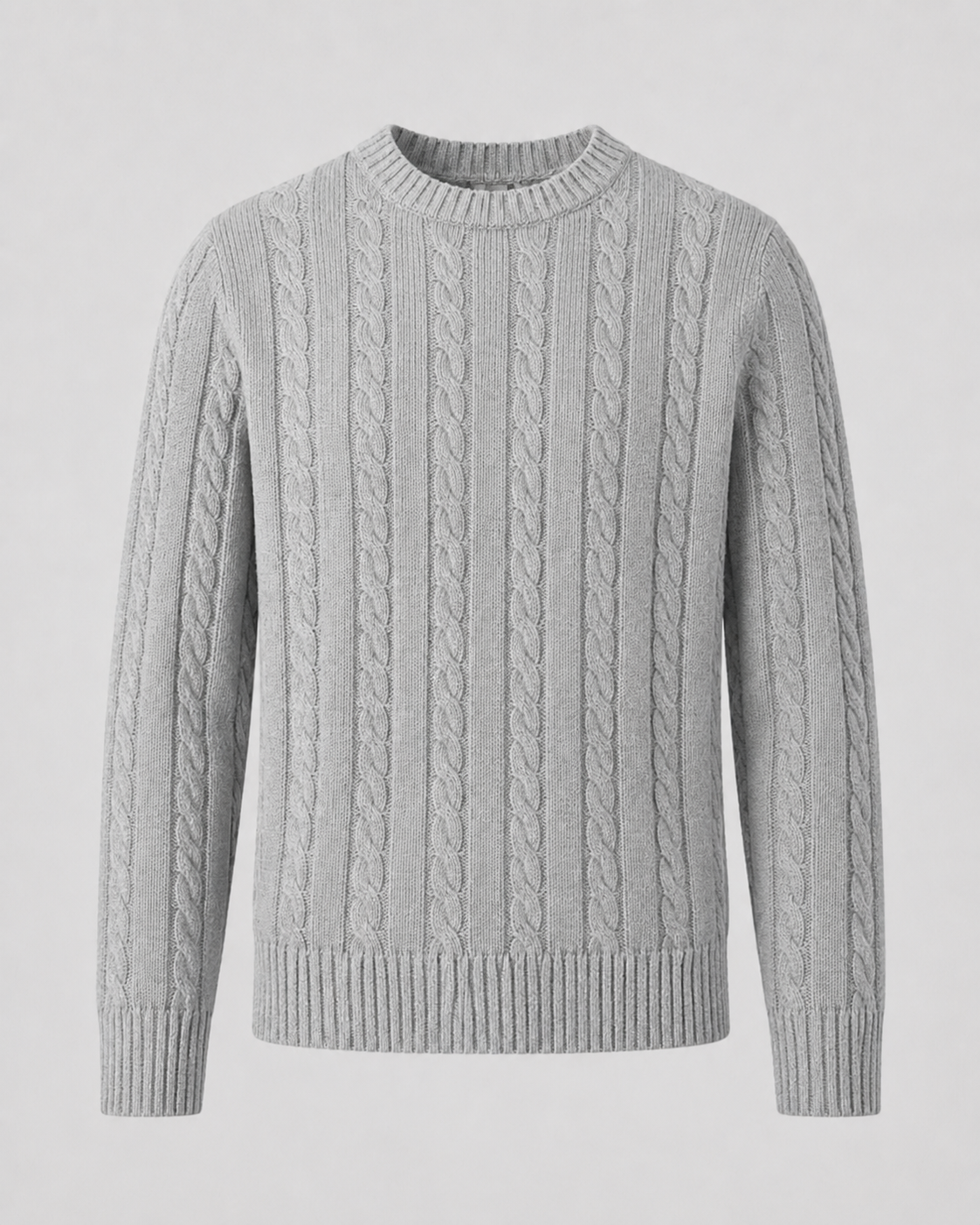 Men's Cable Knit Sweater - Crew Neck Knit Pullover
