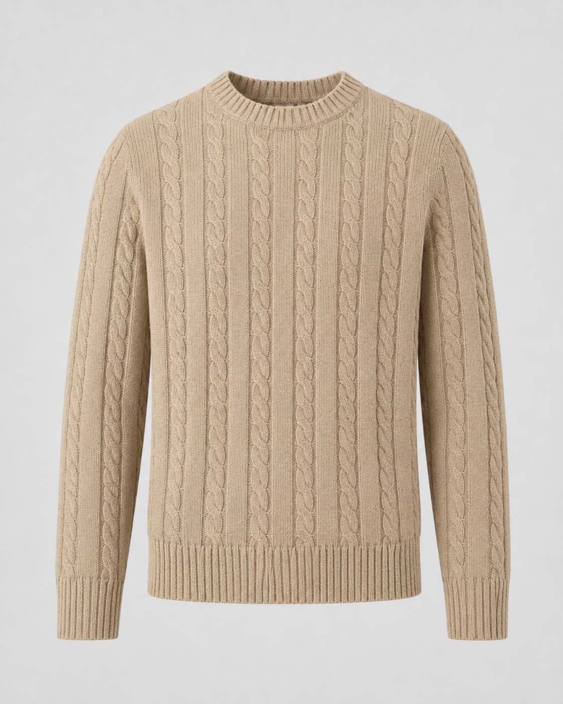 Men's Cable Knit Sweater - Crew Neck Knit Pullover