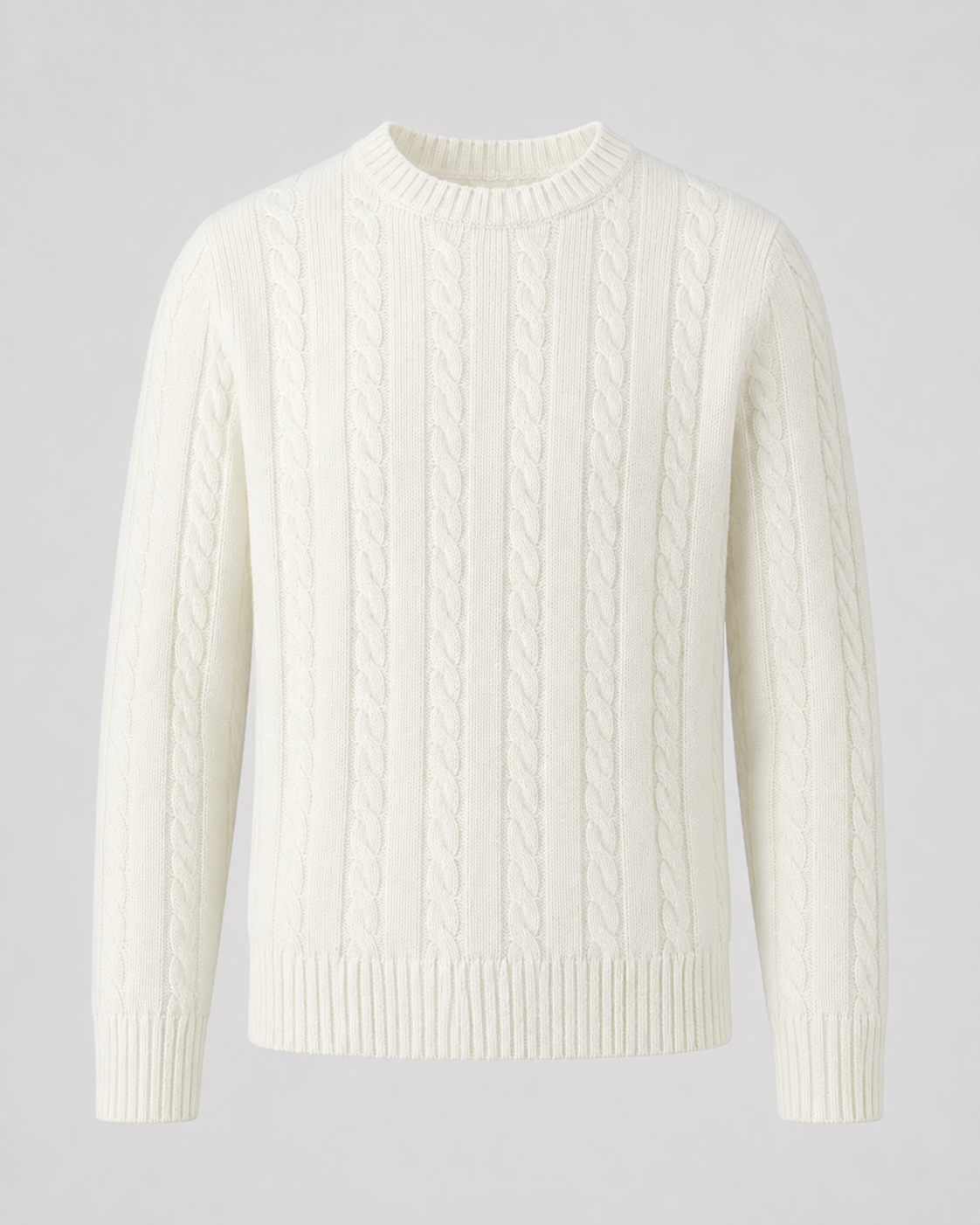 Men's Cable Knit Sweater - Crew Neck Knit Pullover