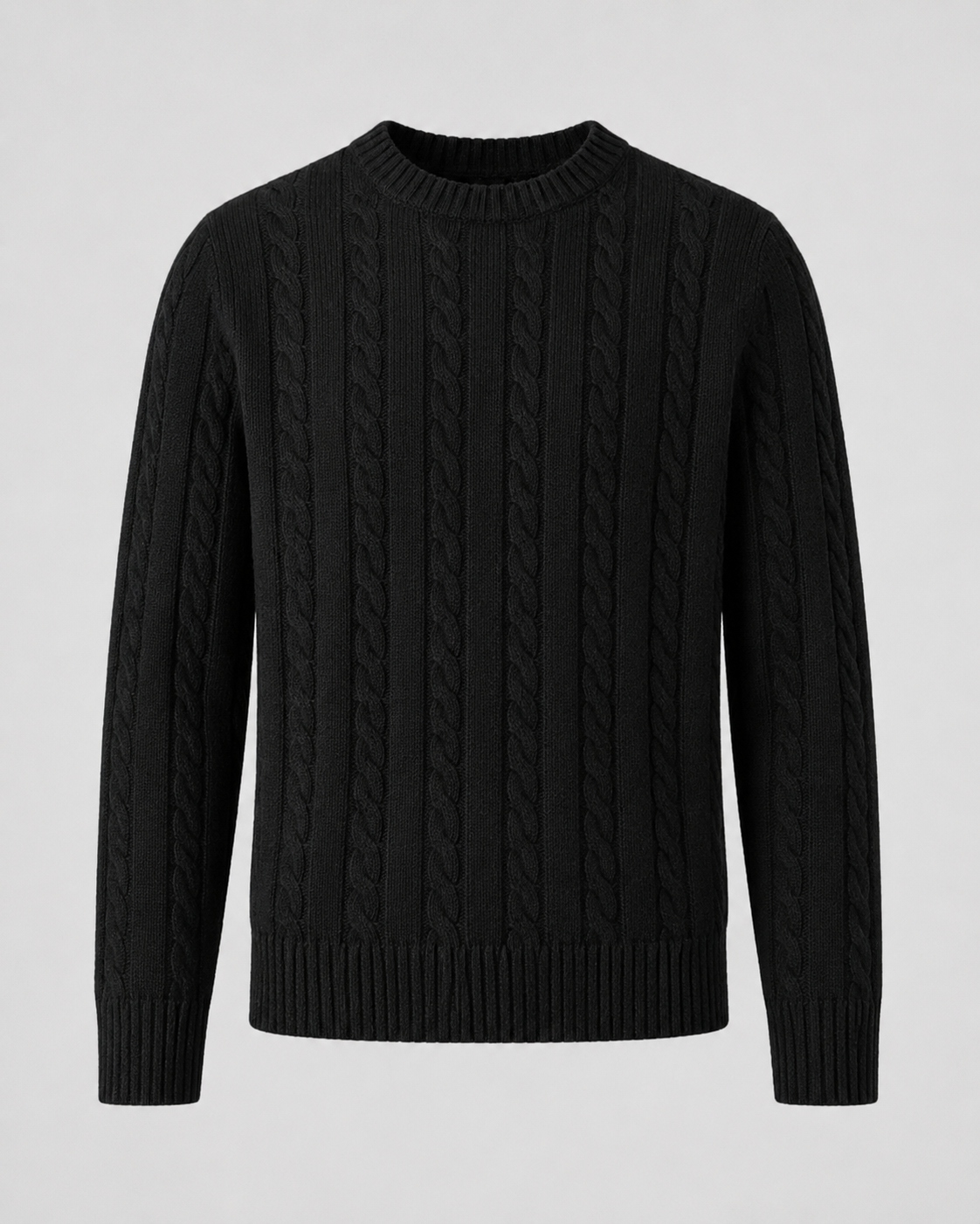 Men's Cable Knit Sweater - Crew Neck Knit Pullover