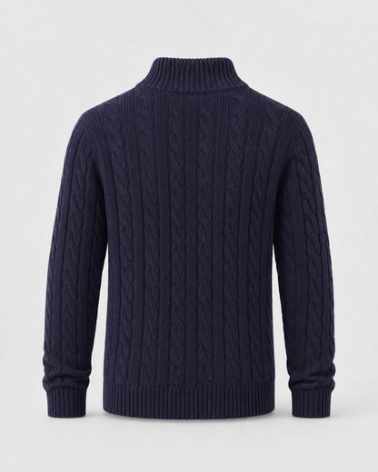 Men's Cable Knit Quarter Zip Sweater - Mock Neck Pullover