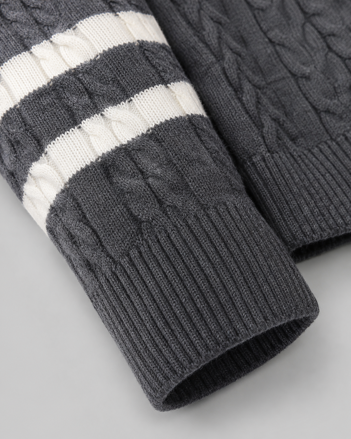 Men's Cable Knit Quarter Zip Sweater - Striped Pullover