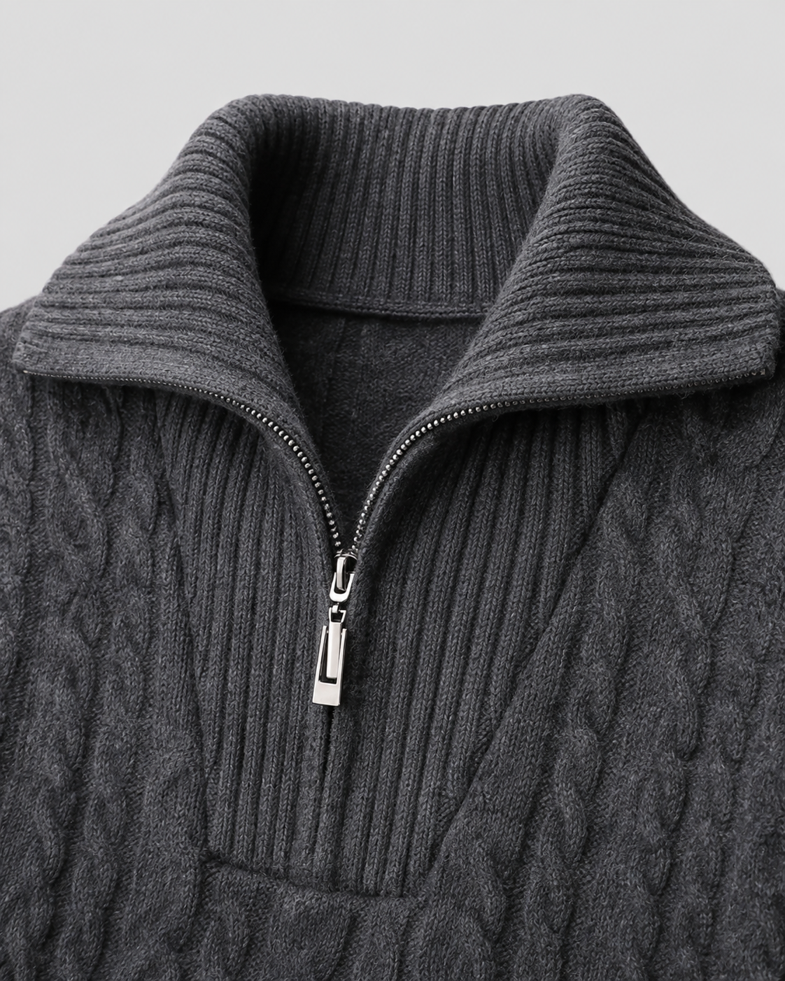 Men's Cable Knit Quarter Zip Sweater - Striped Pullover