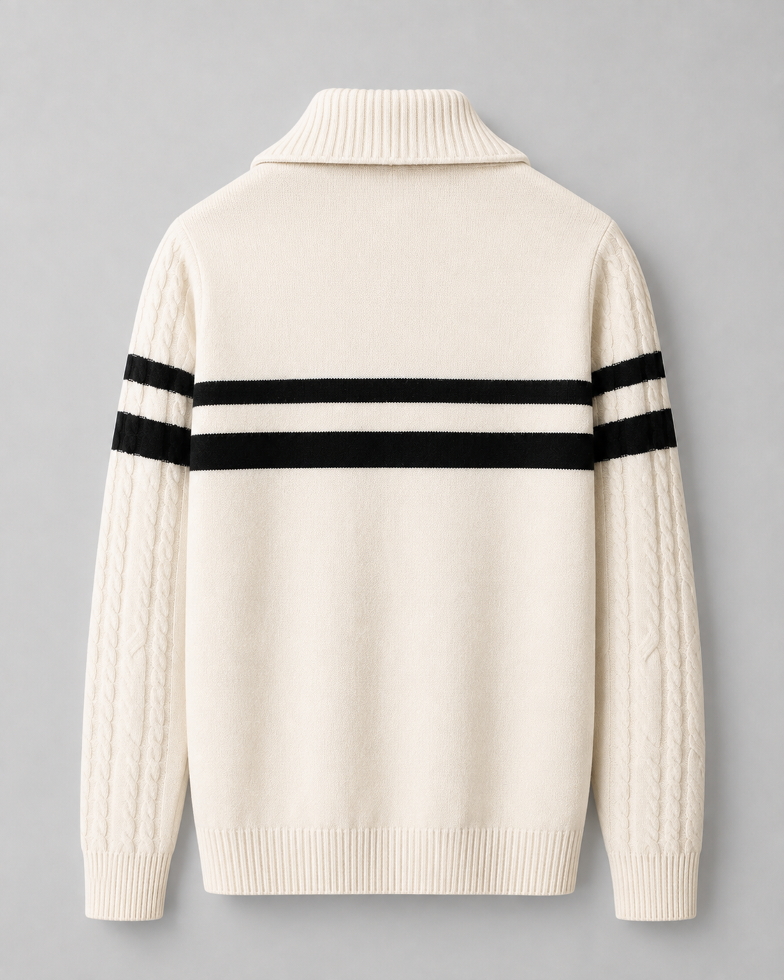 Men's Cable Knit Quarter Zip Sweater - Striped Pullover