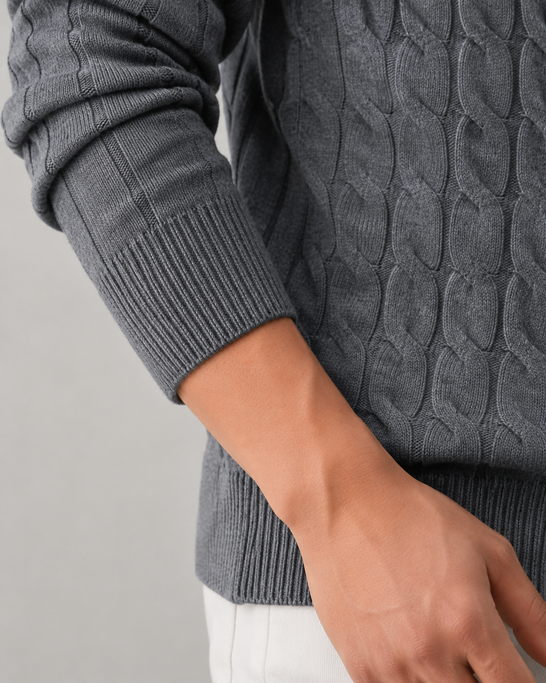 Men's Cable Knit Cardigan Sweater - Full Zip Stand Collar