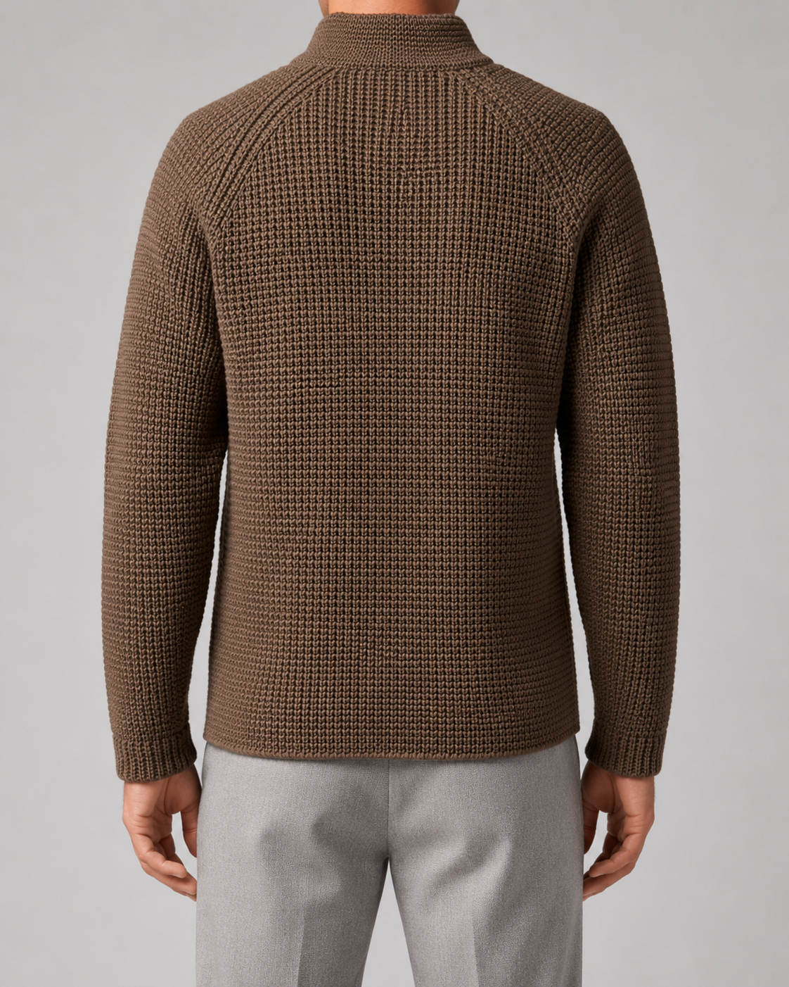 Men's Chunky Knit Cardigan Sweater - Stand Collar