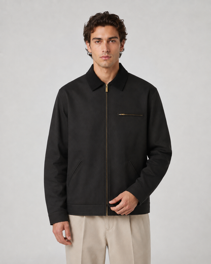 Men's Barn Jacket - Contrast Collar Zip Up