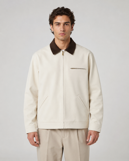 Men's Barn Jacket - Contrast Collar Zip Up