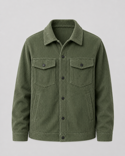 Men's Corduroy Shirt Jacket - Button Up Chest Pockets
