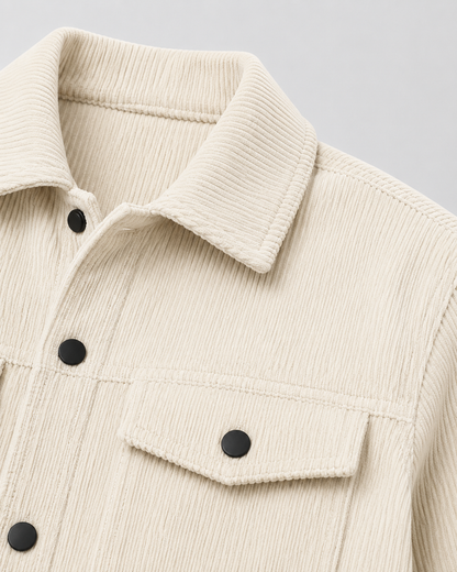 Men's Corduroy Shirt Jacket - Button Up Chest Pockets