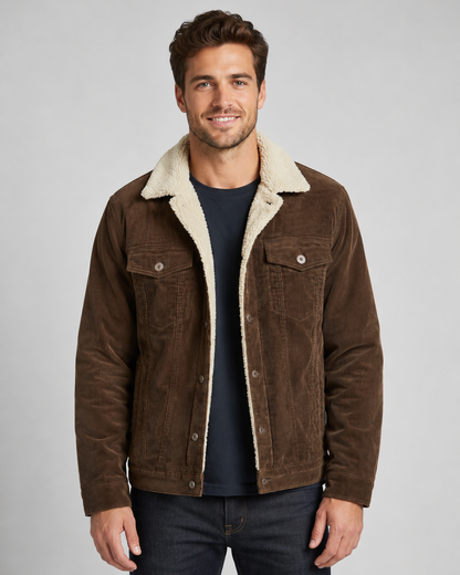 Men's Corduroy Trucker Jacket - Sherpa Collar