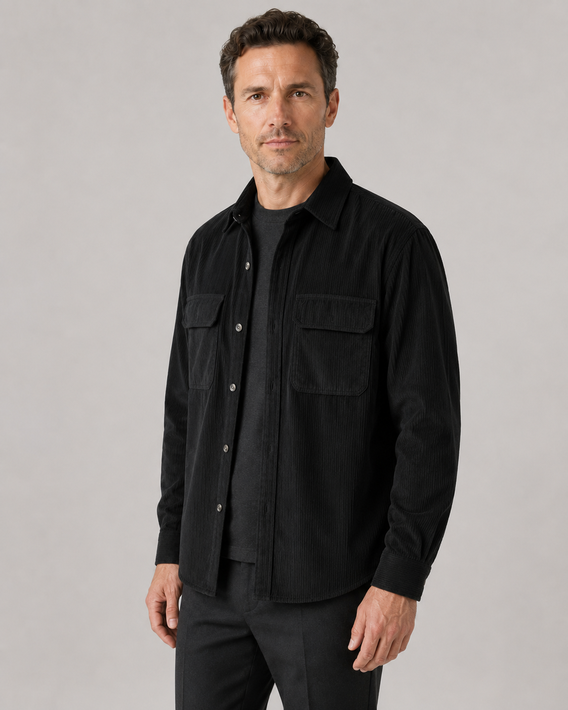 Men's Corduroy Shirt Jacket - Cotton Button Up