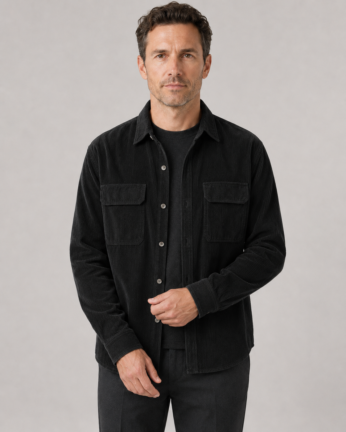 Men's Corduroy Shirt Jacket - Cotton Button Up