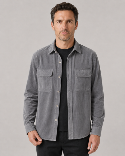 Men's Corduroy Shirt Jacket - Cotton Button Up