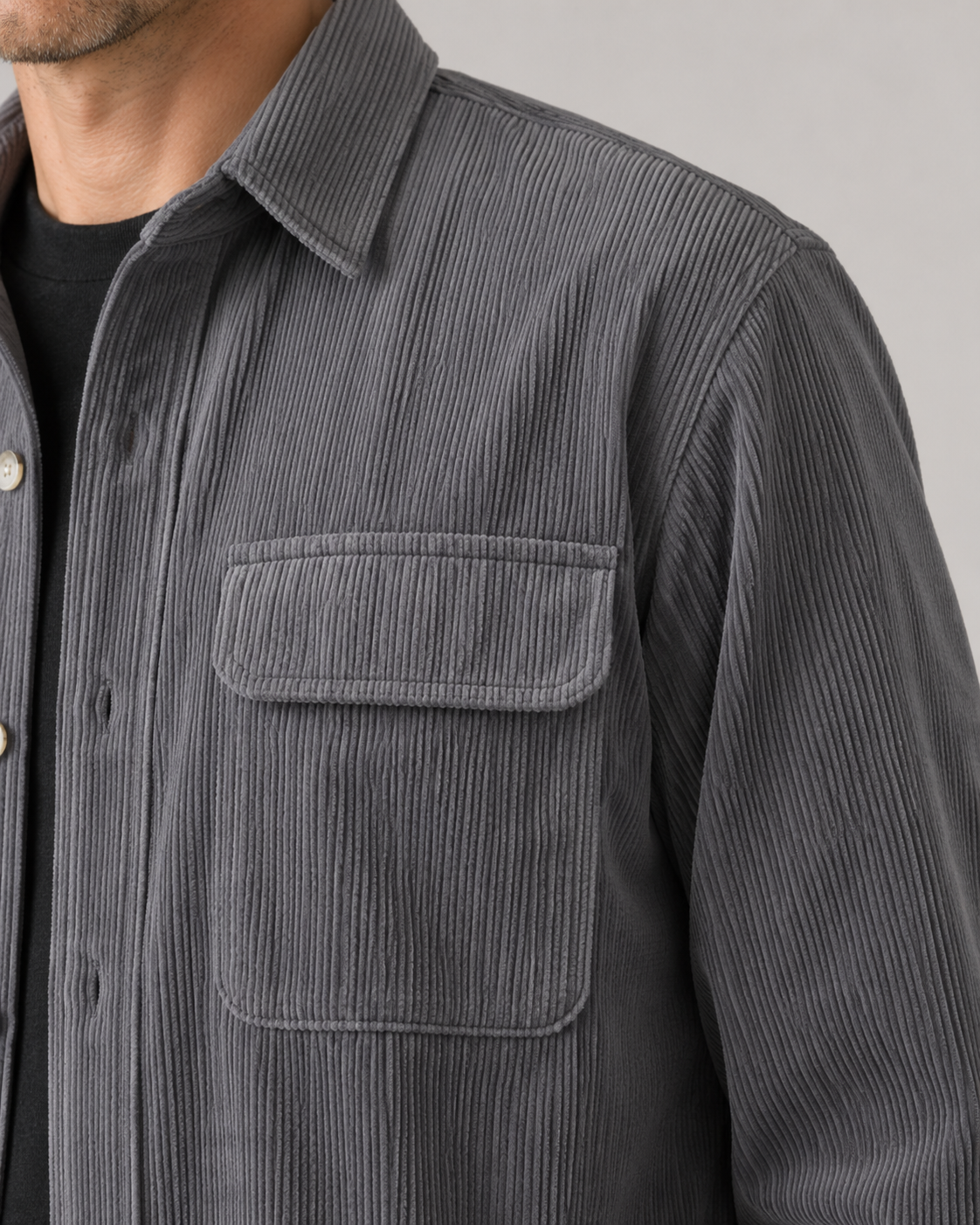 Men's Corduroy Shirt Jacket - Cotton Button Up