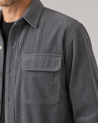 Men's Corduroy Shirt Jacket - Cotton Button Up
