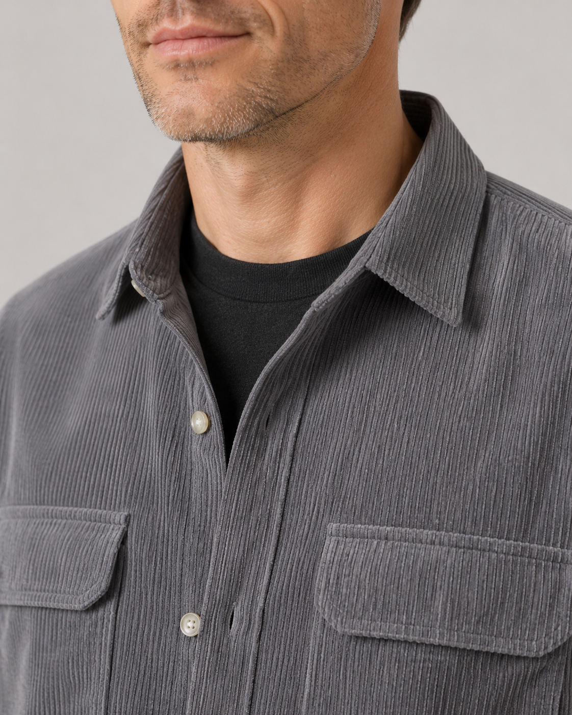 Men's Corduroy Shirt Jacket - Cotton Button Up