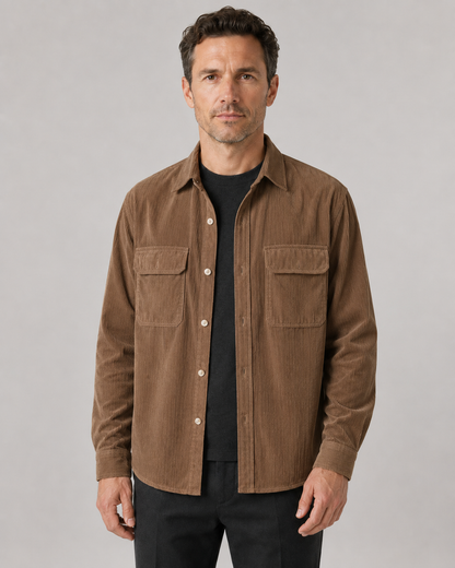 Men's Corduroy Shirt Jacket - Cotton Button Up
