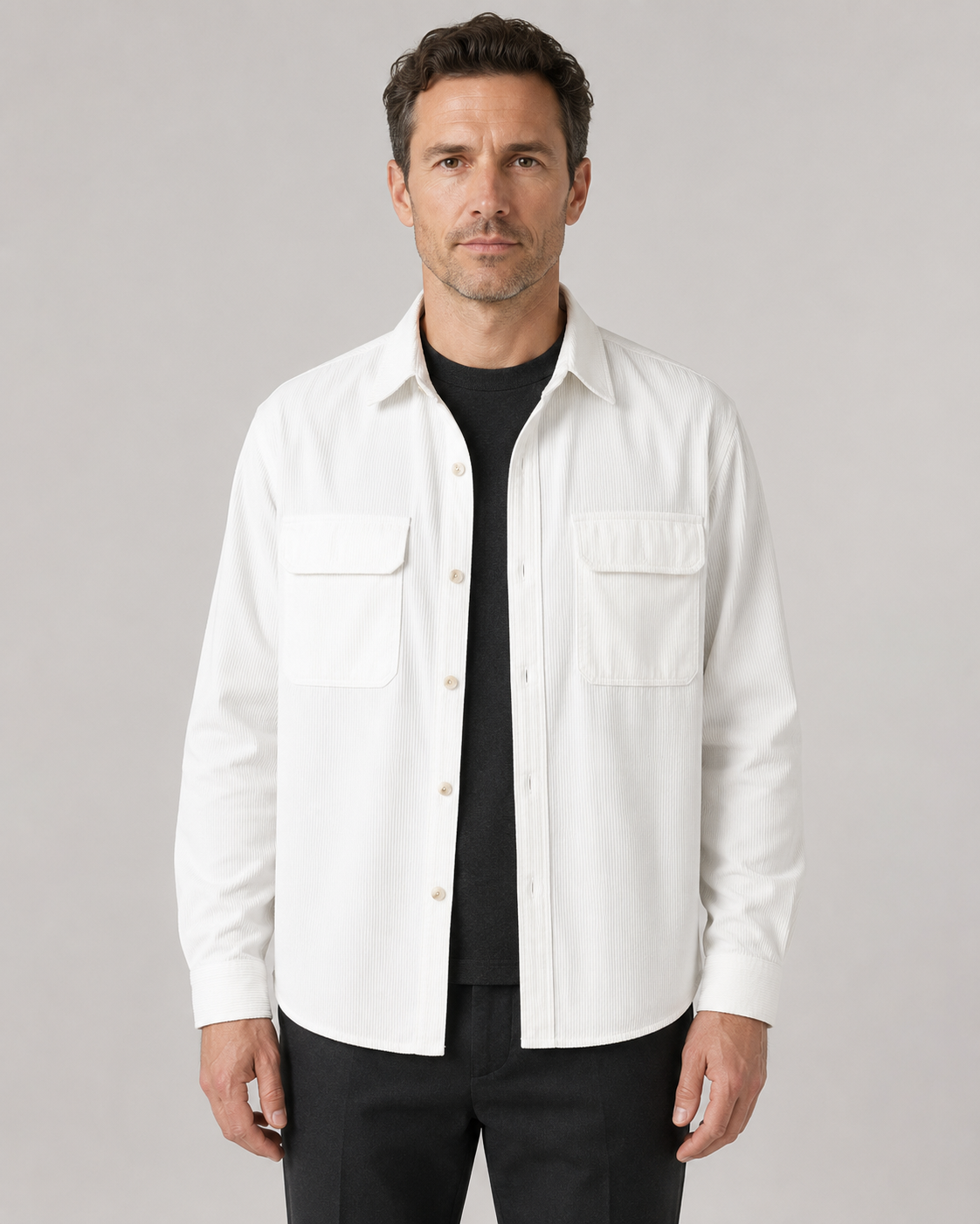 Men's Corduroy Shirt Jacket - Cotton Button Up