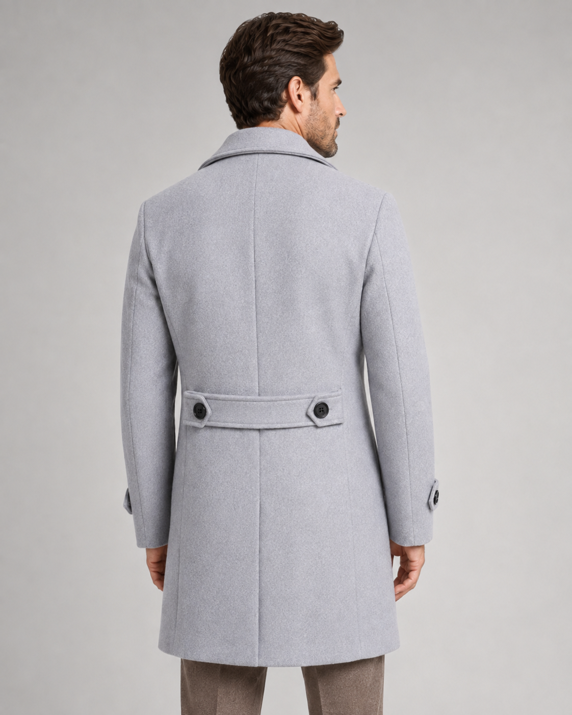 Men's Wool Overcoat - Double Breasted Wide Lapel