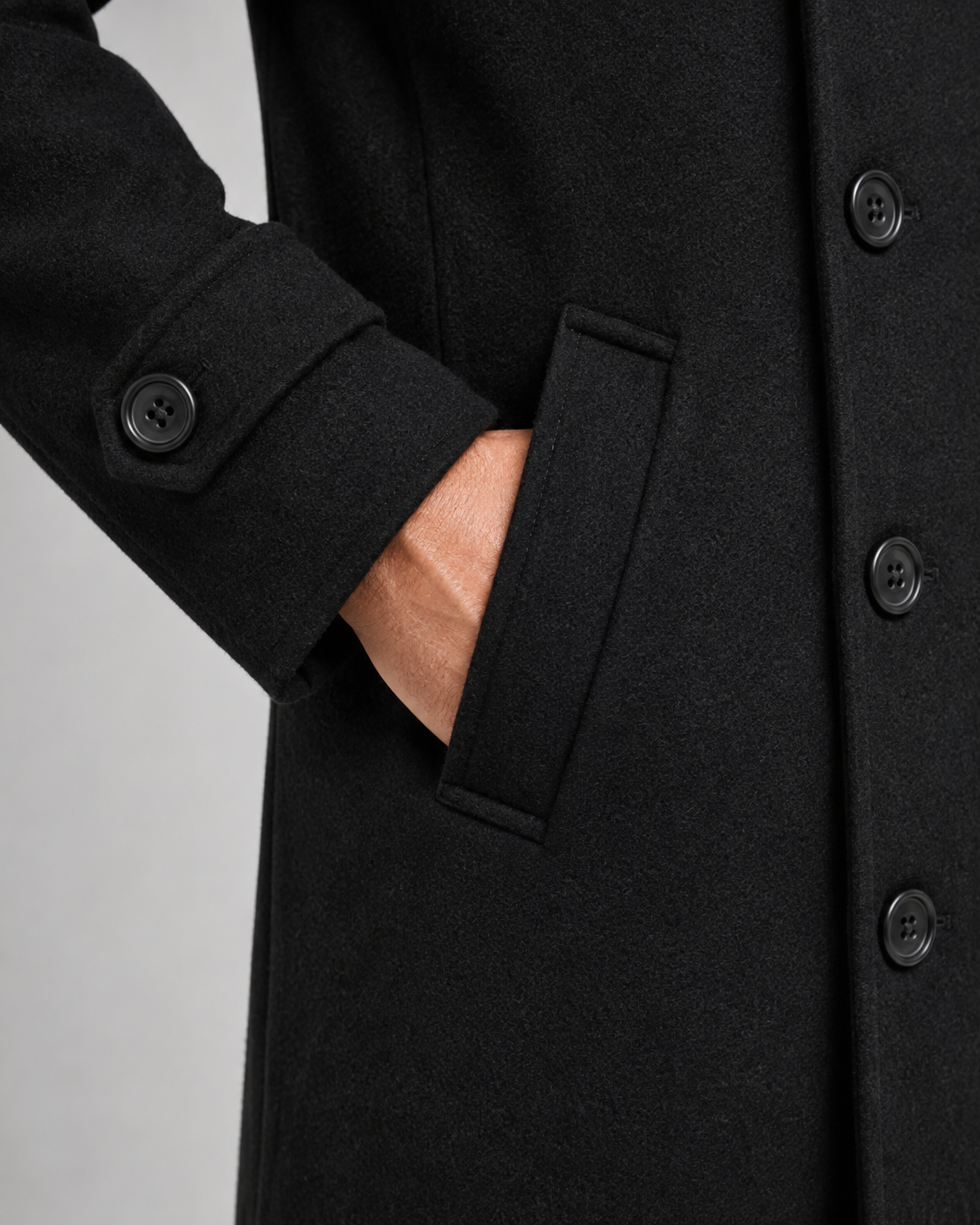 Men's Wool Overcoat - Double Breasted Wide Lapel