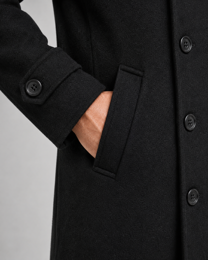 Men's Wool Overcoat - Double Breasted Wide Lapel