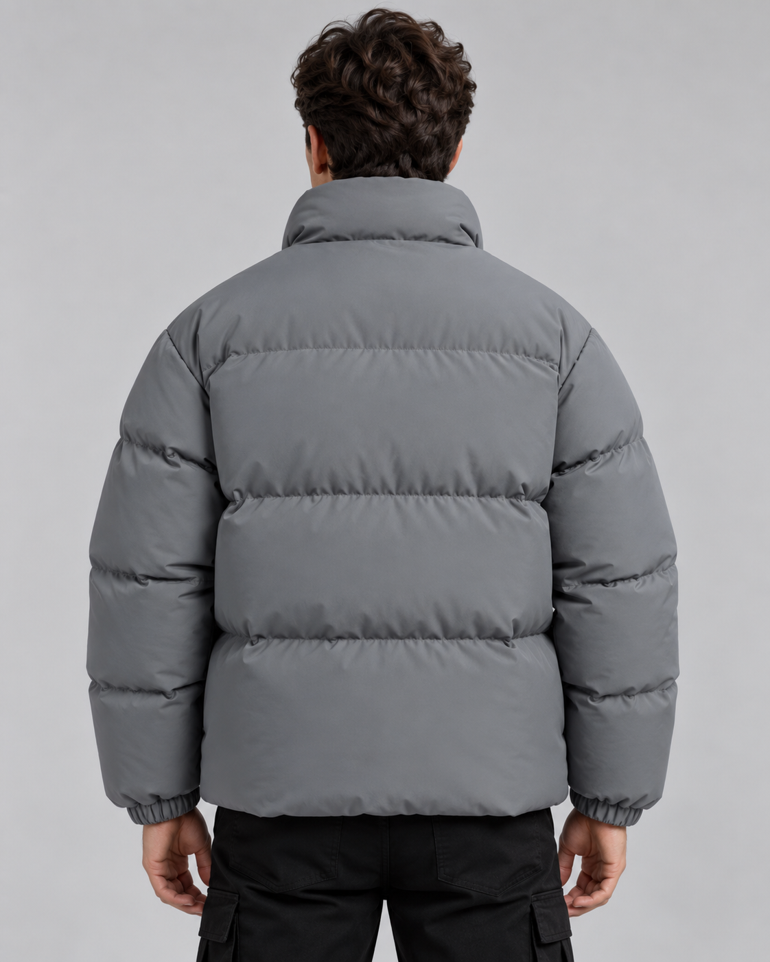 Men's Puffer Jacket - Fleece Lined Funnel Neck