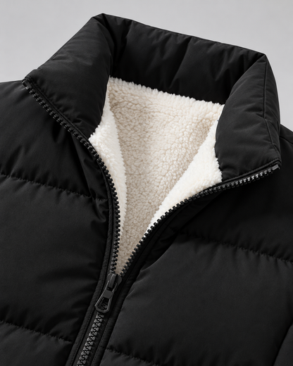 Men's Puffer Jacket - Fleece Lined Funnel Neck