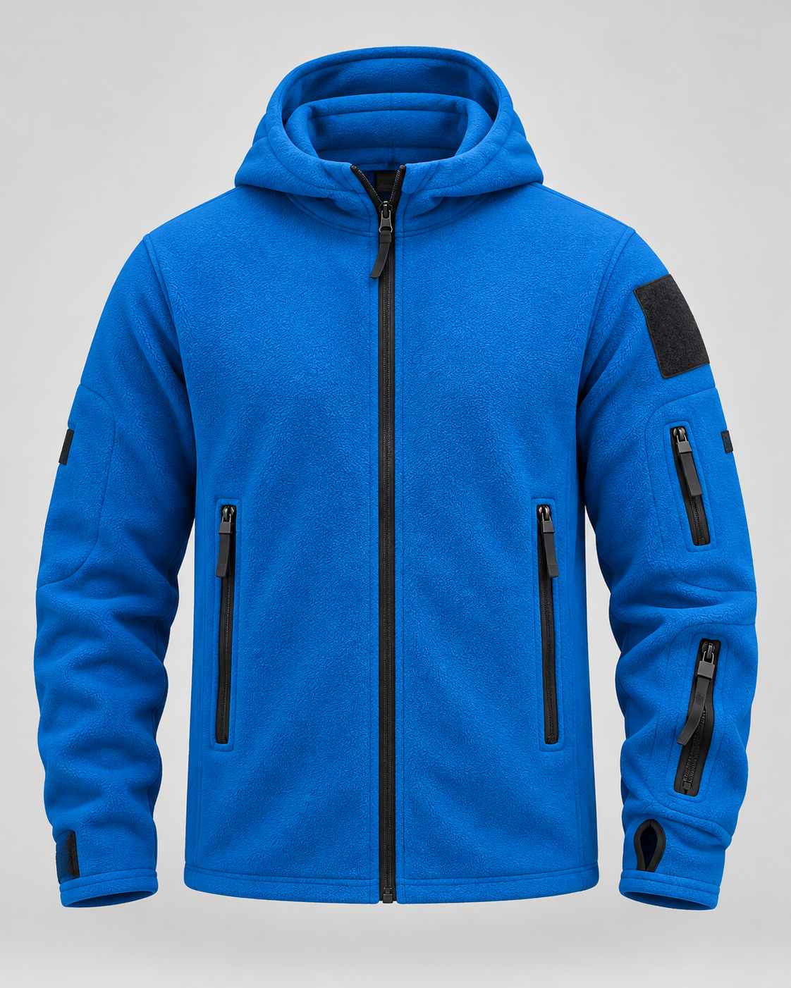 Men's Fleece Jacket - Full Zip Hooded Multi Pocket