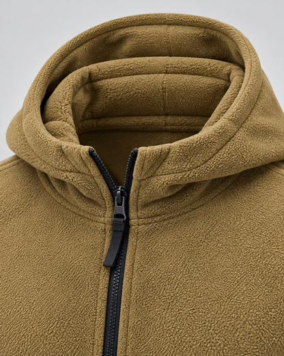 Men's Fleece Jacket - Full Zip Hooded Multi Pocket