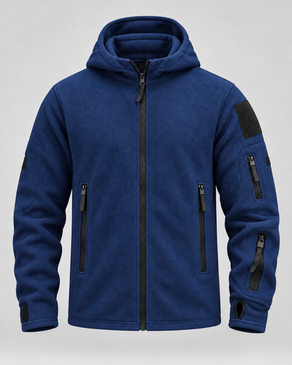 Men's Fleece Jacket - Full Zip Hooded Multi Pocket