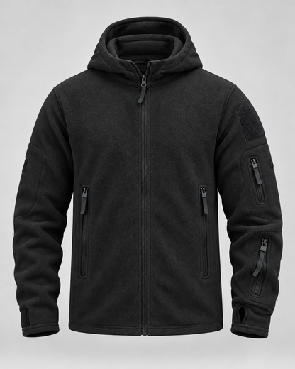 Men's Fleece Jacket - Full Zip Hooded Multi Pocket