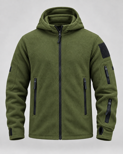 Men's Fleece Jacket - Full Zip Hooded Multi Pocket
