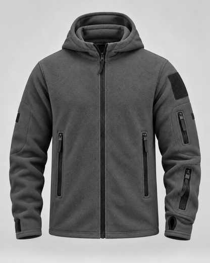 Men's Fleece Jacket - Full Zip Hooded Multi Pocket
