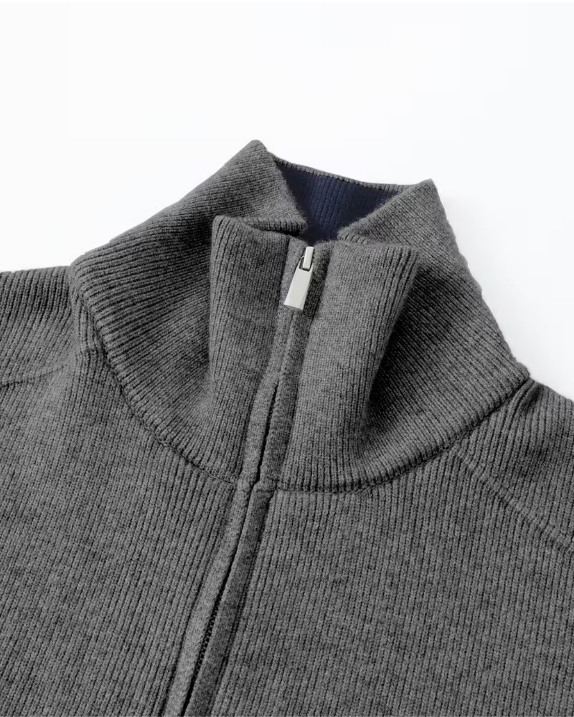 Men's Knit Cardigan Sweater - Full Zip Contrast Collar