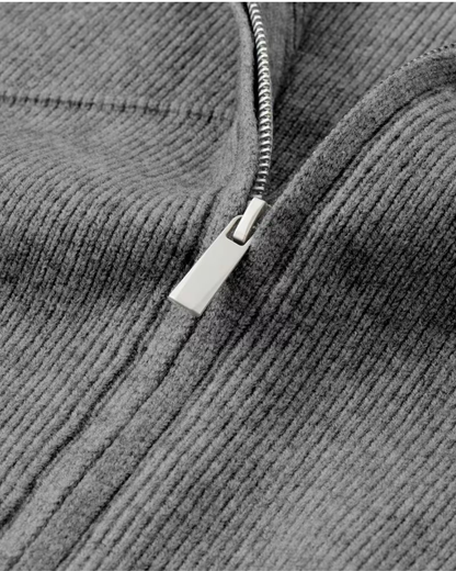 Men's Knit Cardigan Sweater - Full Zip Contrast Collar