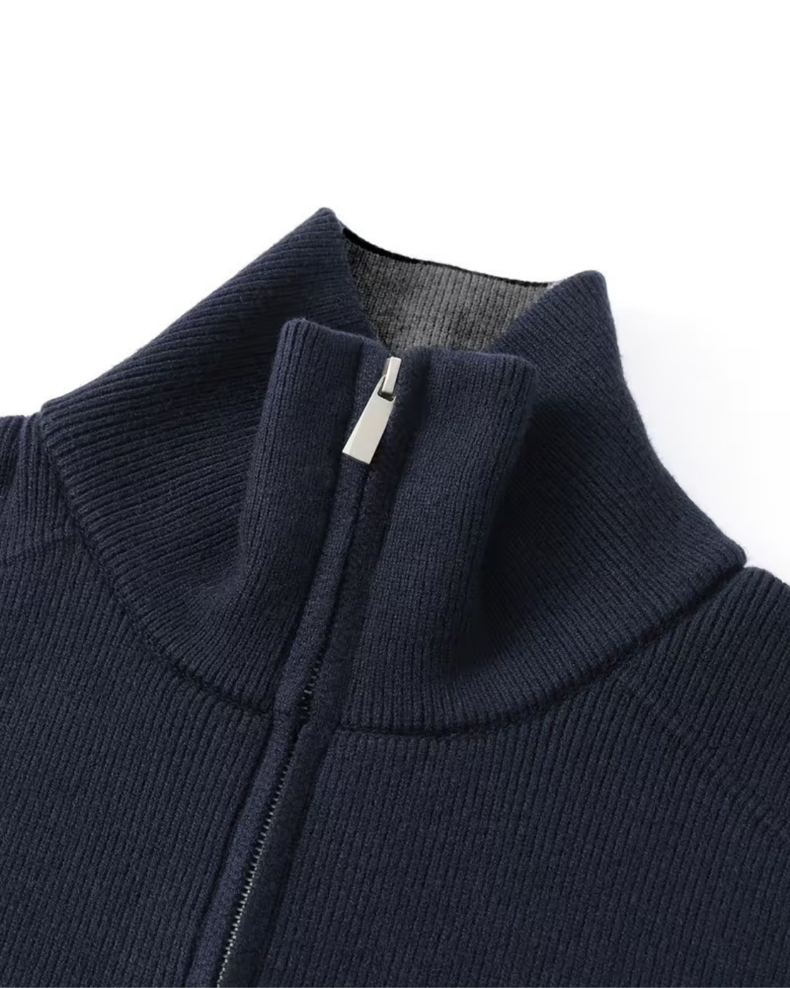 Men's Knit Cardigan Sweater - Full Zip Contrast Collar