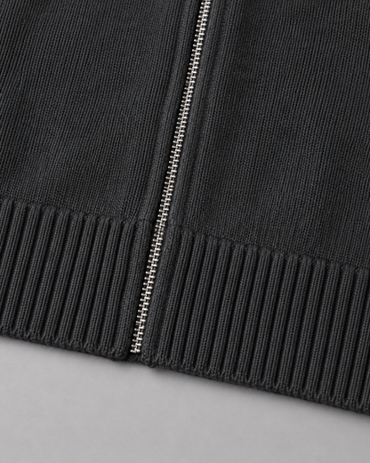 Men's Knit Cardigan Sweater - Full Zip Contrast Collar
