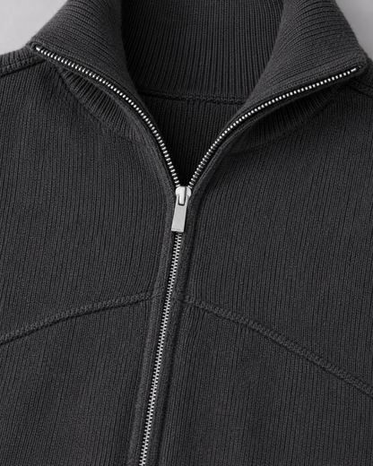 Men's Knit Cardigan Sweater - Full Zip Contrast Collar