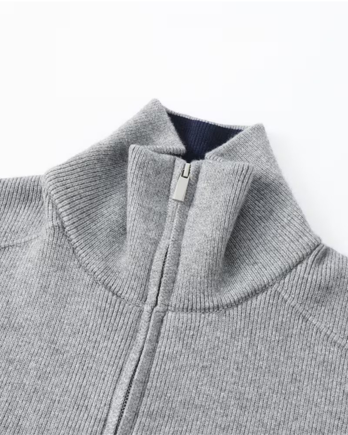 Men's Knit Cardigan Sweater - Full Zip Contrast Collar